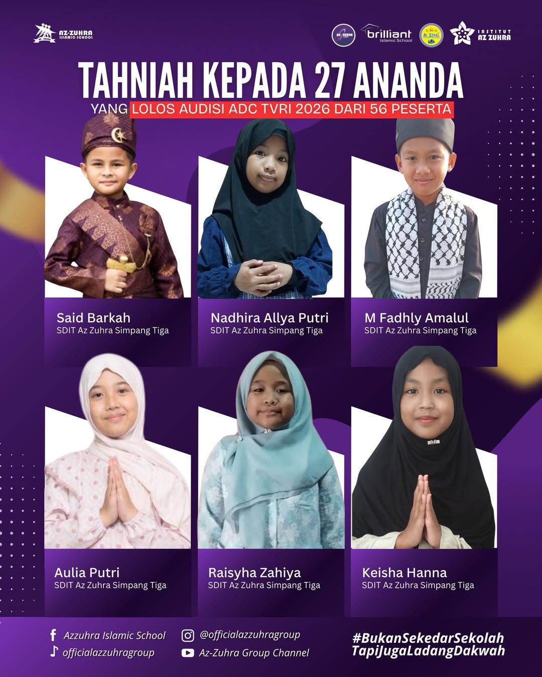 27 Siswa Az Zuhra Lolos Audisi ADC TVRI 2026, Bukti Sekolah Islam Pekanbaru Cetak Generasi Berprestasi