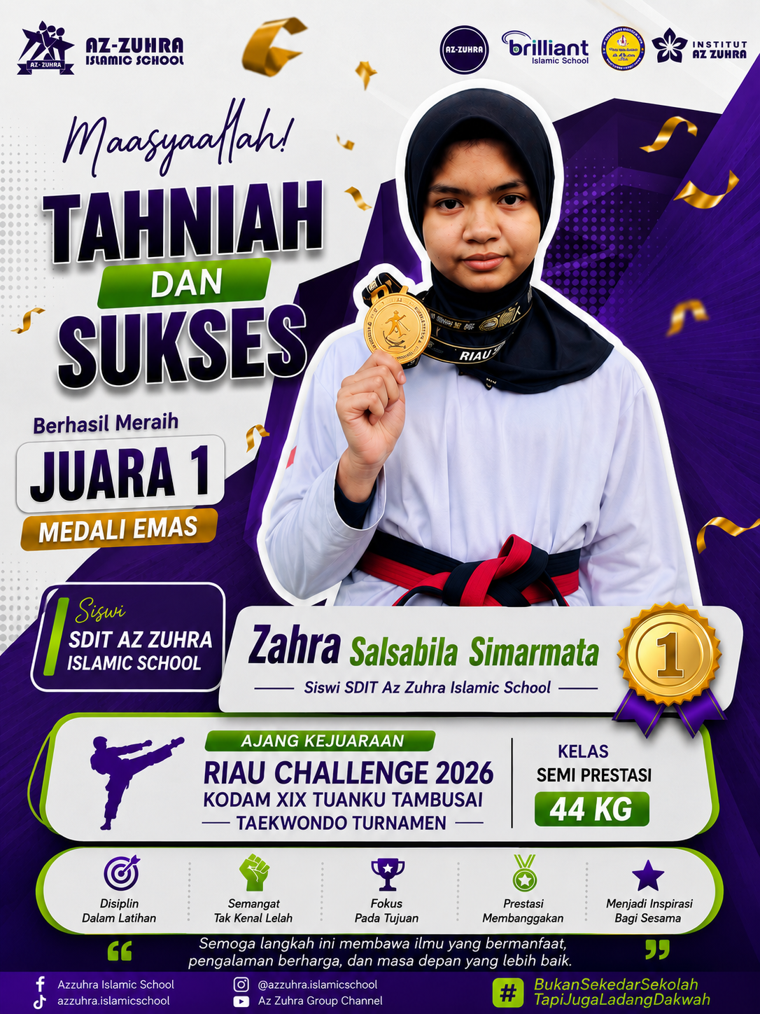Bangga! Siswi Az-Zuhra Group Sabet Medali Emas Juara 1