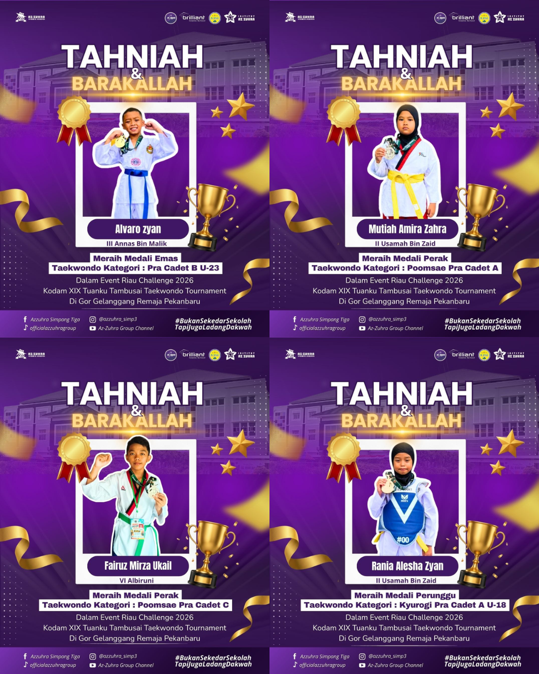 4 Siswa/i SDIT Az Zuhra Simpang Tiga Raih Prestasi Gemilang di Riau Challenge 2026
