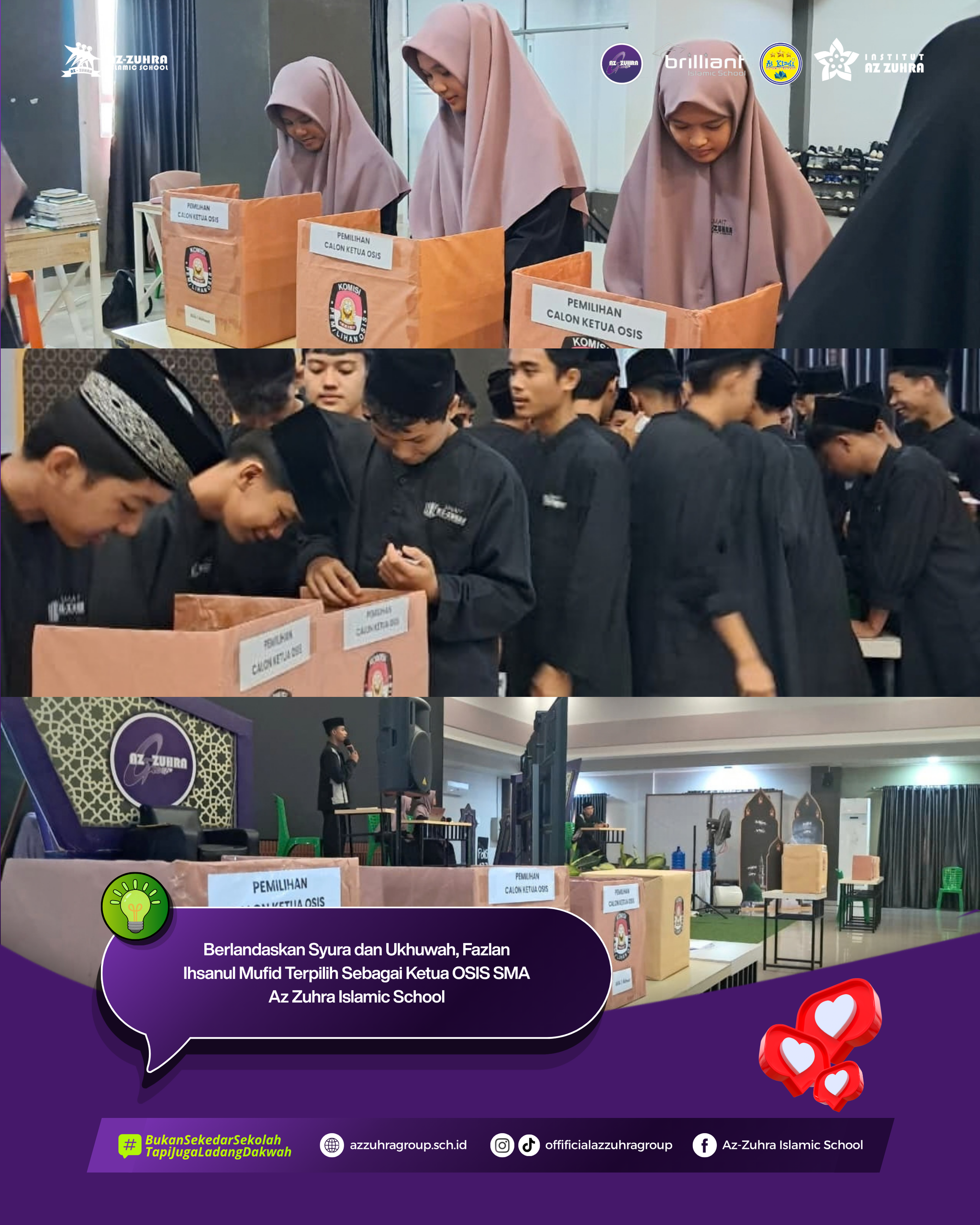 Berlandaskan Syura dan Ukhuwah, Fazlan Ihsanul Mufid Terpilih Sebagai Ketua OSIS SMA Az Zuhra Islamic School