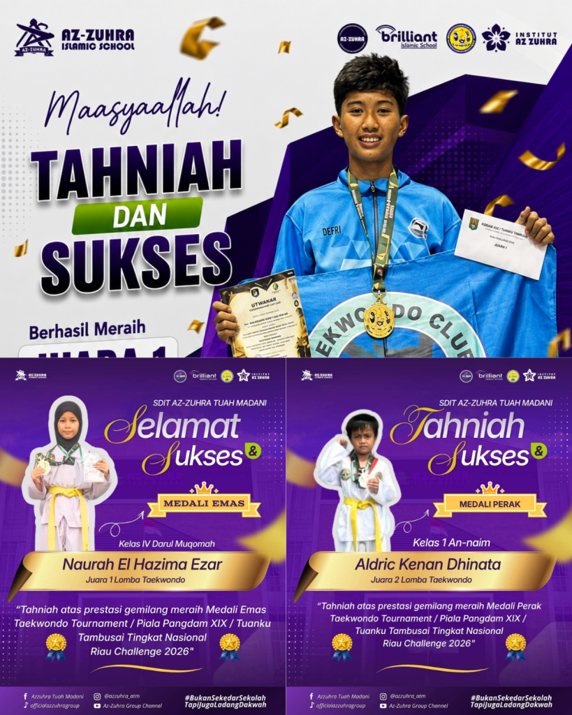 SISWA-SISWI AZ-ZUHRA TUAH MADANI HARUMKAN NAMA SEKOALAH, RAIH MEDALI DALAM KEJUARAAN TAEKWONDO