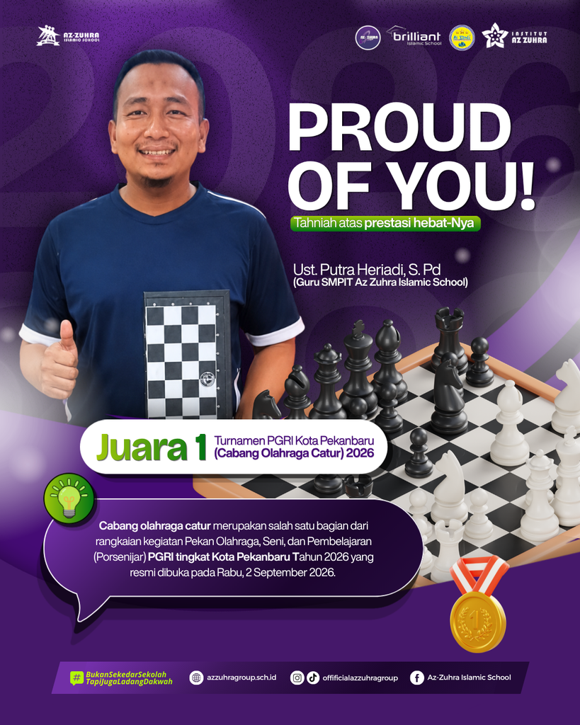 Guru SMPIT Az Zuhra Islamic School Juara 1 Lomba Catur Se Kota Pekanbaru