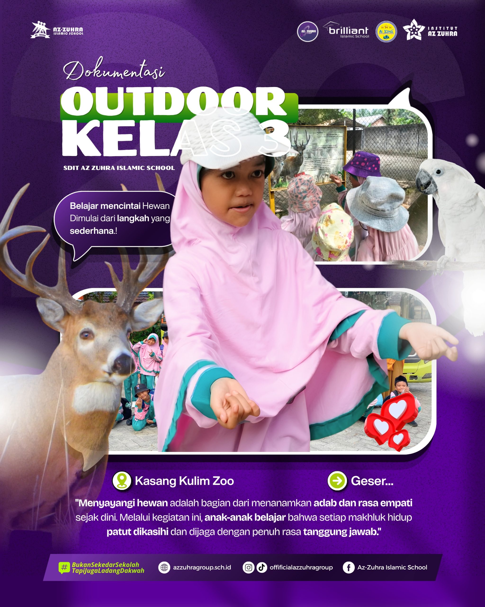 Keseruan Outdoor Kelas 3 SDIT Az Zuhra Islamic School: Belajar Mencintai Hewan di Kasang Kulim Zoo