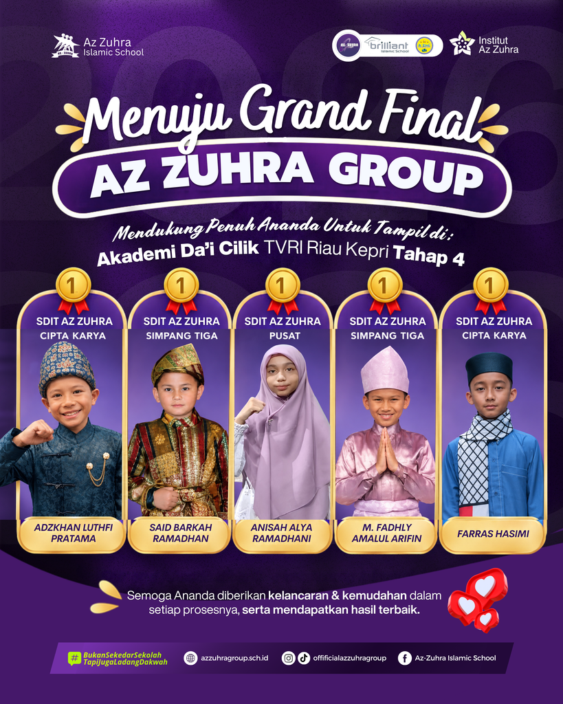 Siswa-Siswi Az-Zuhra Group Siap Bersaing di Tahap 4 Akademi Da’i Cilik TVRI Riau Kepri & Siap Menuju Grand Final ADC 2026