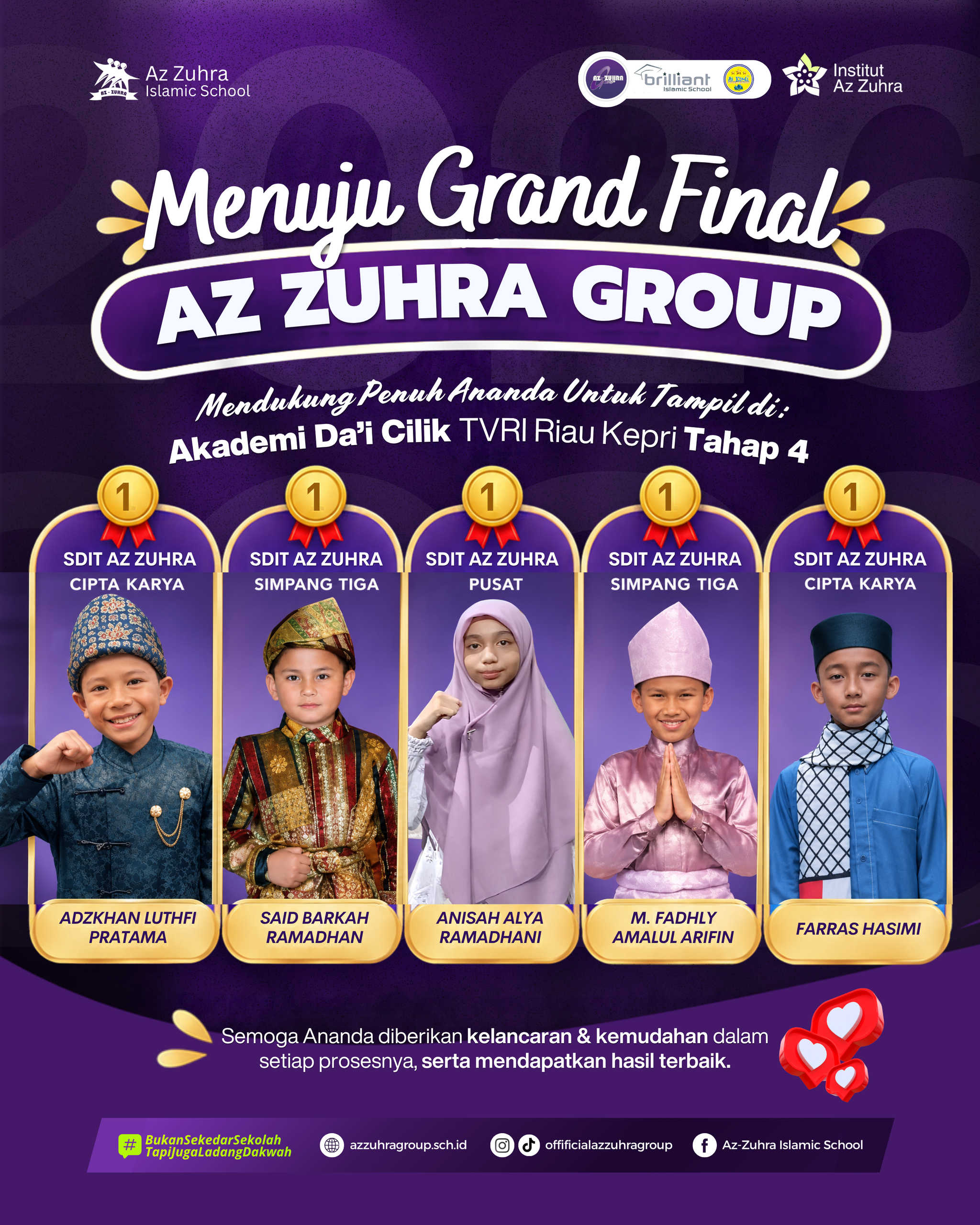 Siswa-Siswi Az-Zuhra Group Siap Bersaing di Tahap 4 Akademi Da’i Cilik TVRI Riau Kepri & Siap Menuju Grand Final ADC 2026