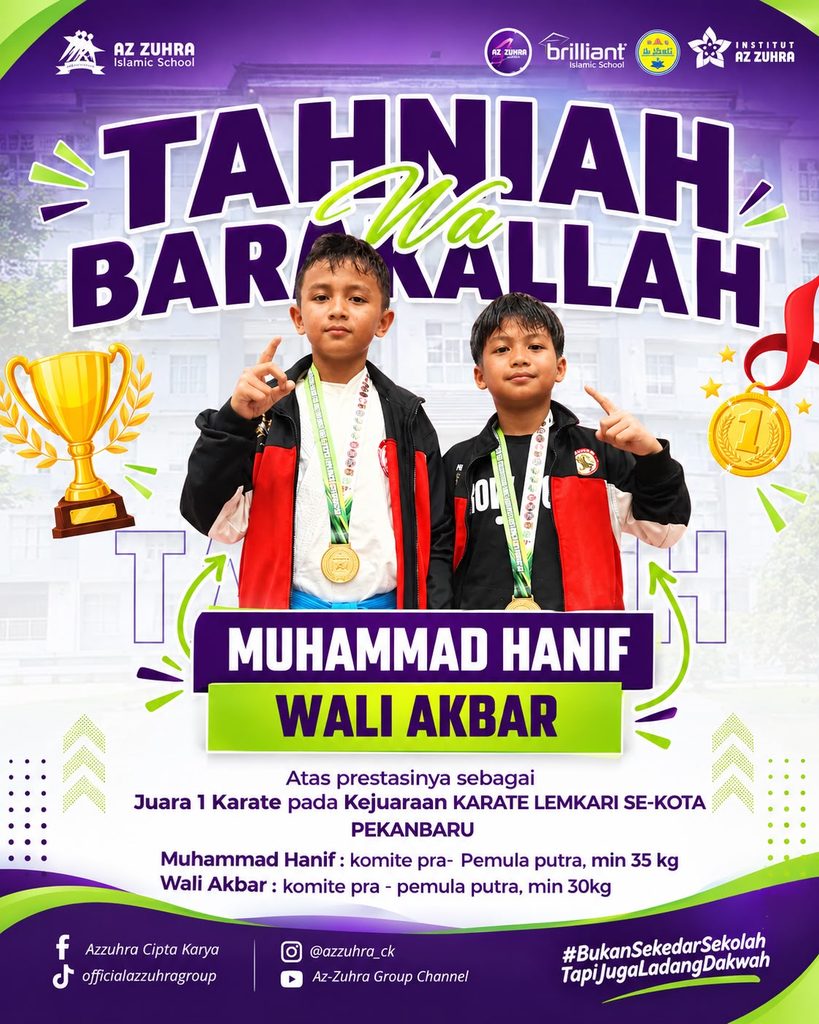 2 Siswa SDIT Az-Zuhra Cipta Karya Raih Juara 1 Kejuaraan Karate LEMKARI Se-Kota Pekanbaru